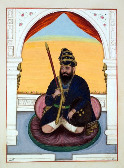 Phola Singh Nihang, A Pandzsáb királysága, uralkodói és főnökei, II. kötet, 30 akvarell tanulmányból álló kötet egy azonosítatlan indiai művésztől, 1840 körül (wc papíron) alkotó: Indian School