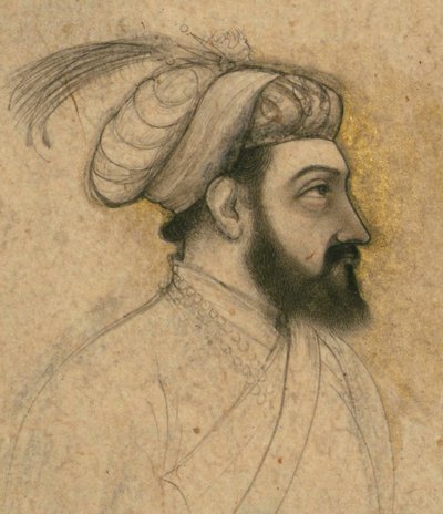 Shah Jahan portréja, 17. század közepe (tinta és pigmentek kartonra szerelt papíron) alkotó: Indian School