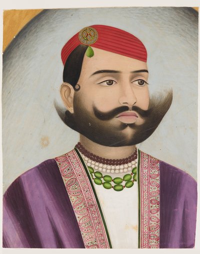 Férfi portré, valószínűleg a 20. század eleji (gouache kartonon) alkotó: Indian School