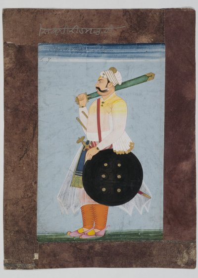 Ridmal Rathor-főnök portréja, 1820 (indiai papírra szerelt gouache, kompozit barna papírszegéllyel) alkotó: Indian School