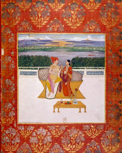 Sudjakoulikan herceg egy hölggyel. Indiai miniatűr a lucknow-i iskolából. 1760 Párizs, B.N. alkotó: Indian School