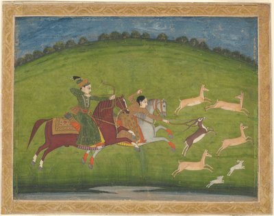 Herceg és hercegnő vadászat Blackbuck alkotó: Indian School