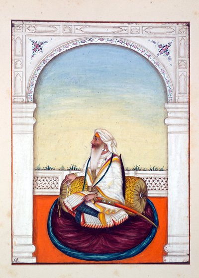 Rajah Iej Singh, A Pandzsáb királysága, uralkodói és főnökei, I. kötet, egy azonosítatlan indiai művész 27 akvarell tanulmányából álló kötet, 1840 körül (wc papíron) alkotó: Indian School