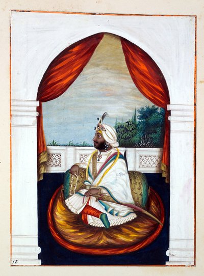 Rajah Sher Singh, A pandzsáb királysága, uralkodói és főnökei, I. kötet, egy azonosítatlan indiai művész 27 akvarell tanulmányából álló kötet, 1840 körül (wc papíron) alkotó: Indian School