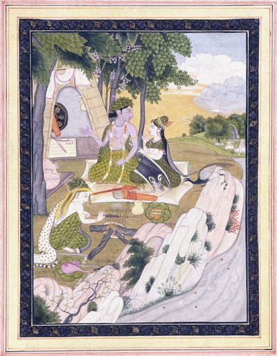 Rama és Sita Laksmannal, c. 1800 alkotó: Indian School