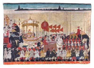 Rao Tuljaji körmenetben, 1775 körül (átlátszatlan wc és arany papíron) alkotó: Indian School