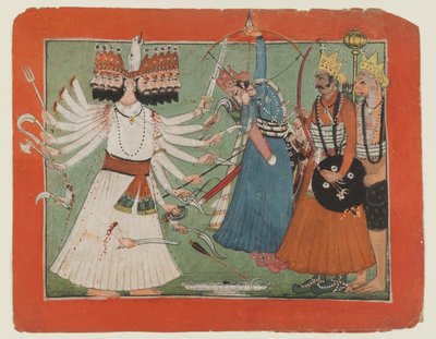 Ravana kihívja Ráma seregét, 1750 körül (átlátszatlan akvarell papíron) alkotó: Indian School