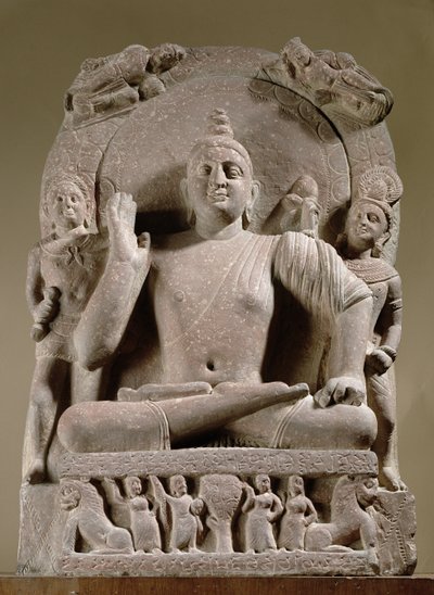 Ülő Bodhisattva, Mathura (vörös homokkő) alkotó: Indian School