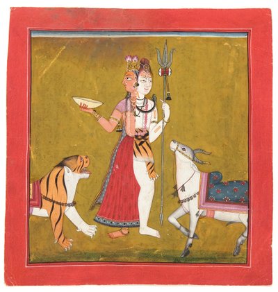 Shiva Ardhanarishvara, 1715 körül (átlátszatlan wc, arany és ezüst a papíron) alkotó: Indian School