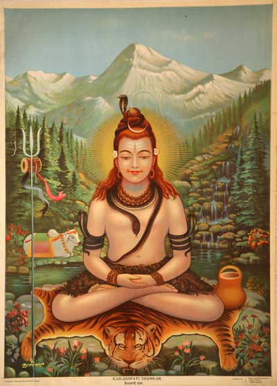 Shiva meditál alkotó: Indian School