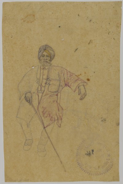 Vázlat egy maharadzsáról (tinta papíron) alkotó: Indian School