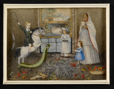 Sir John és Lady Login gyermekei Ayah-val és indián játszótársukkal, 1846 körül (akvarell elefántcsonton) alkotó: Indian School