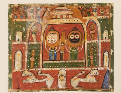 A Jagannatha Trio a puri szentélyben alkotó: Indian School