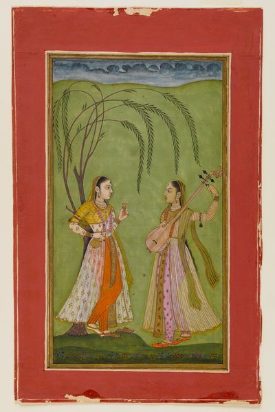 Két hölgy egy tájban, 1725 körül (papíron átlátszatlan wc) alkotó: Indian School
