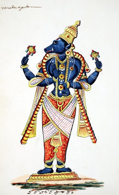 Varaha, Visnu vaddisznó avatárja (wc papíron) alkotó: Indian School