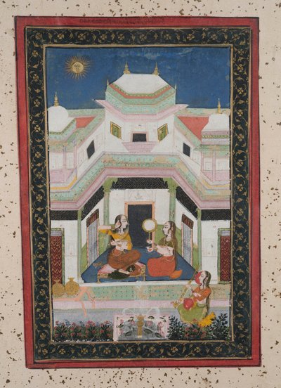 Vilaval Ragini, 1790 körül (guache papíron, arany díszítéssel) alkotó: Indian School
