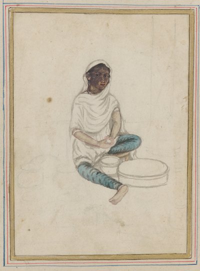 Nő őrlés kukoricát alkotó: Indian School