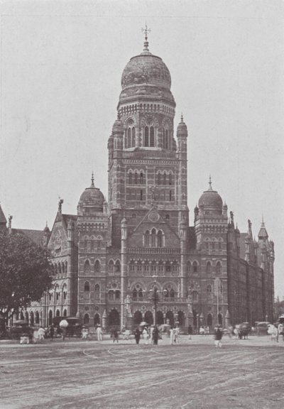 Bombay / Mumbai: A városi hivatal (fekete-fehér fotó) alkotó: Indian photographer