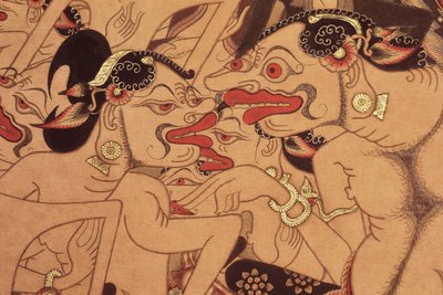 Részlet egy Wayang Beber tekercsről (akvarell papíron) alkotó: Indonesian Indonesian