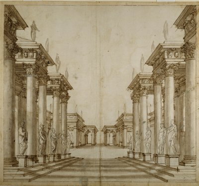 Római átrium (toll és tinta papíron) alkotó: Inigo Jones