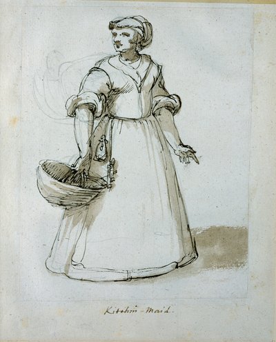 Konyhai szobalány (toll és tinta papíron) alkotó: Inigo Jones