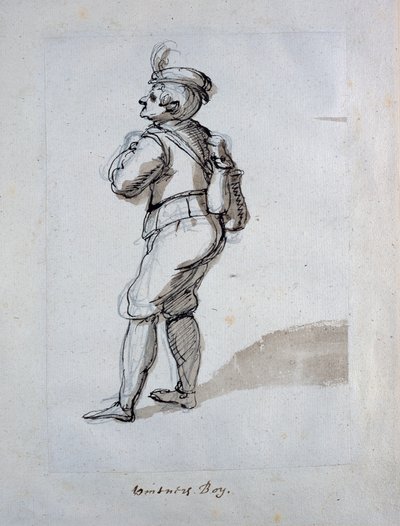 Egy borászfiú (toll és tinta papíron) alkotó: Inigo Jones