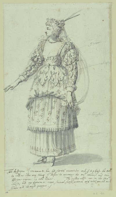 Chloris: végső vázlat Henrietta Maria számára, 1631 körül (toll és tinta papíron) alkotó: Inigo Jones