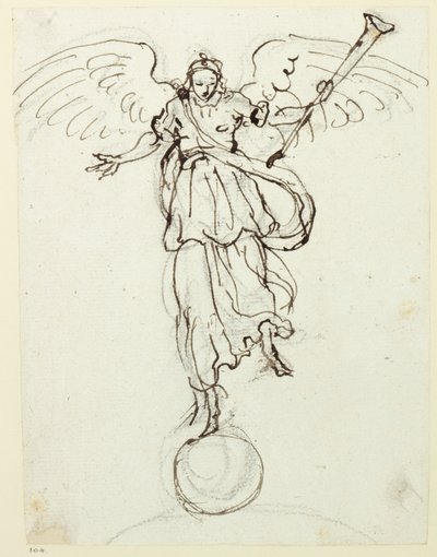 Hírnév, előzetes vázlat, 1631 körül (toll és tinta papíron) alkotó: Inigo Jones