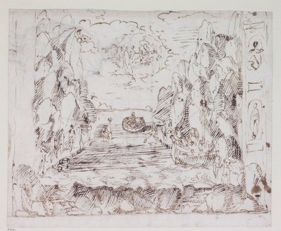 Szerelem diadala Callopison keresztül, Tervezet a II. jelenethez: The Sea Triumph alkotó: Inigo Jones