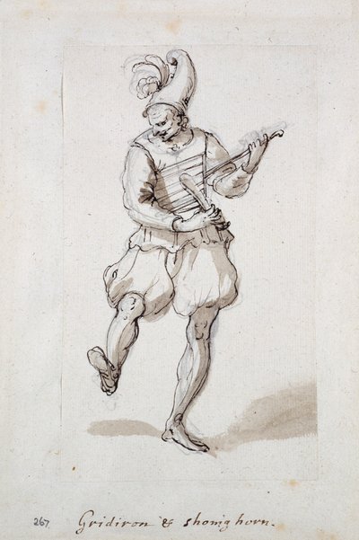 Férfi rácsos és cipőszarvú (toll és tinta papíron) alkotó: Inigo Jones