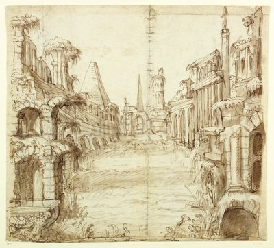 The Fallen House of Chivalry, 1610 körül (toll és tinta papíron) alkotó: Inigo Jones