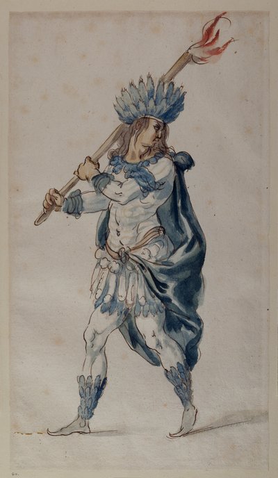 Fáklyavivő: indián (akvarell papíron) alkotó: Inigo Jones