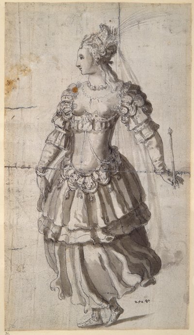 Azonosítatlan királynő (toll és tinta papíron) alkotó: Inigo Jones