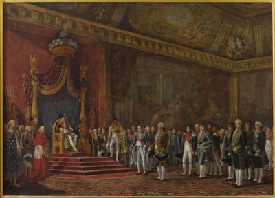 A római szenátus küldöttsége I. Napóleon előtt 1809. november 16-án. alkotó: Innocent Louis Goubaud