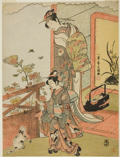 Tea c and r Matsusuke Onoe tigrisként a tengerparton (?) alkotó: Ippitsusai Bunchō