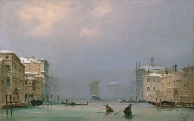 Canal Grande hóval és jéggel, 1849 alkotó: Ippolito Caffi