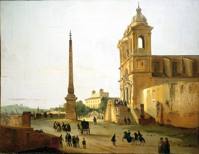 Olaszország, Róma, a Szentháromság a hegyen templom és a Sallustian Obelisk – Ippolito Caffi alkotó: Ippolito Caffi