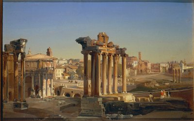 Olaszország, Róma, kilátás a Forum Romanumra a Szaturnusz templomával, Ippolito Caffi alkotó: Ippolito Caffi