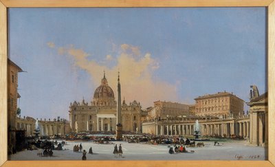 Pápai áldás a Piazza San Pietro-n alkotó: Ippolito Caffi