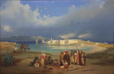 A Szuezi földszoros, 1845 körül alkotó: Ippolito Caffi