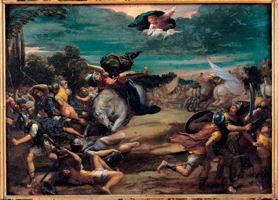 La conversion sur le chemin de Damas (Szent Pál) - Megtérés Damaszkusz felé - Ippolito Scarsellino (Scarsella) festménye (1551-1620), Olaj, fa 1590-1595 (39x55 cm) - Musei Capitolini, Róma alkotó: Ippolito Scarcella