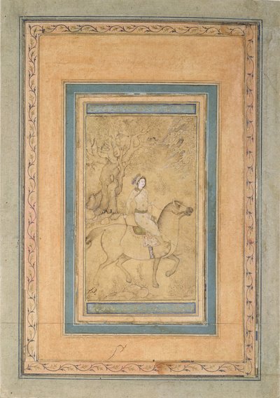 Lovas tájban, 17. század közepe. alkotó: Iranian Master