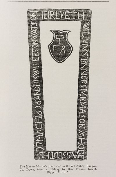 Nyomtatás egy mesterkőműves sírtábláról a régi apátságban, Bangor, Co. Down, 1626 alkotó: Irish School