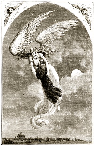 Szent Patrickot az angyal vitte Rómába, a Trias Thuamaturga, vagyis Írország három csodatevő szentje című művéből, Mary Cusack (1829-99) 1890-es évek körül megjelent könyvéből alkotó: Irish School