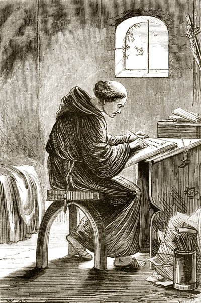 St. Vincent ír a ferinsi cellájában, a Trias Thaumaturga, avagy Írország három csodatevő szentje című művéből, Mary Cusack (1829-99) az 1890-es évek körül megjelent alkotó: Irish School