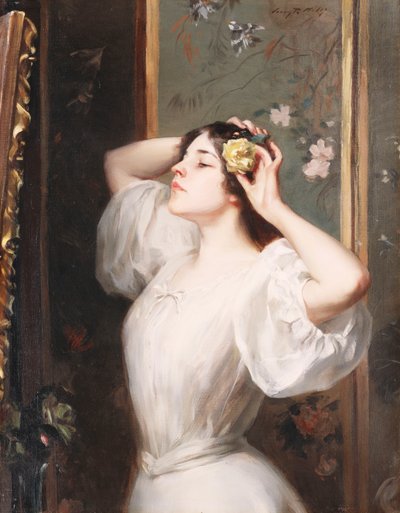 A sárga rózsa, 1900 körül (olaj, vászon) alkotó: Irving Ramsay Wiles