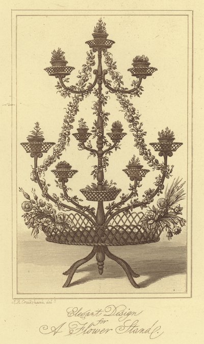 Elegáns design virágállványhoz (gravírozás) alkotó: Isaac (after) Cruikshank