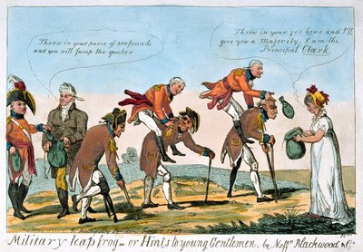 „Katonai ugróbéka, avagy tippek ifjú uraknak” alkotó: Isaac (after) Cruikshank