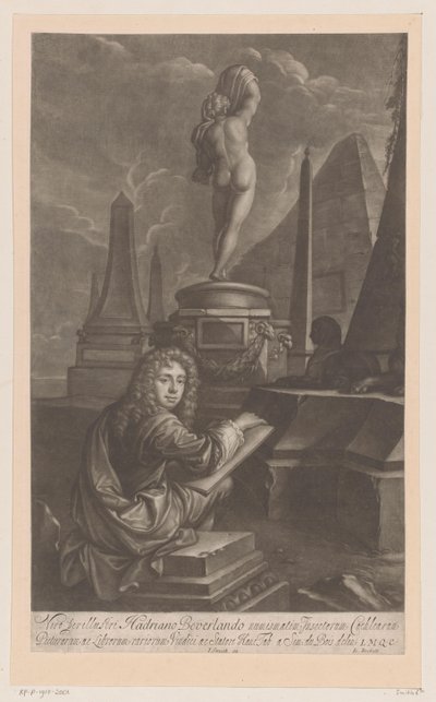 Vénusz-szobrot rajzoló Hadriaan Beverland portréja alkotó: Isaac Beckett
