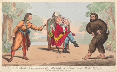 Eine Delitanti-Aufführung von Midas in Turnbridge Wells, Oktober 1792 alkotó: Isaac Cruikshank